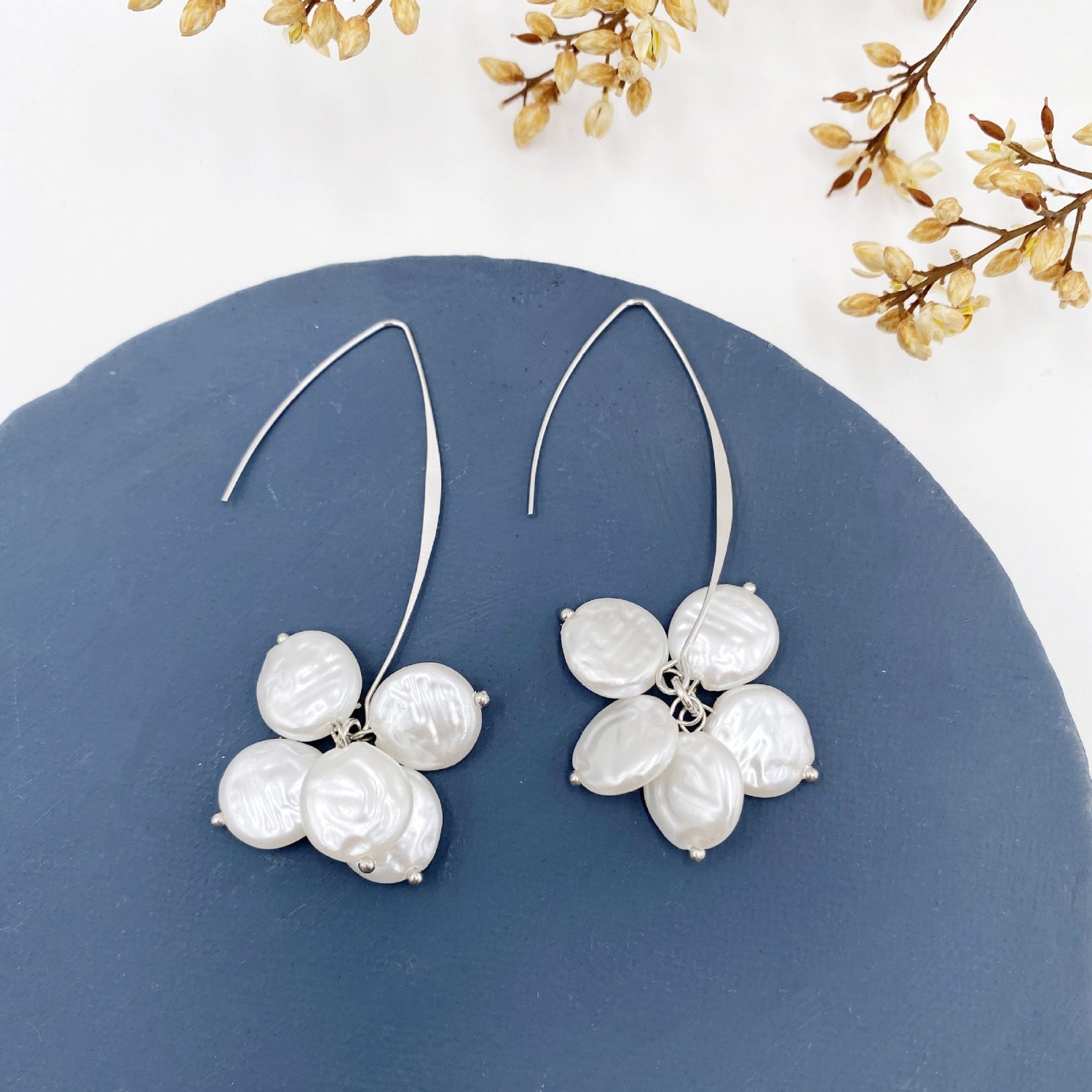Multiple Hoop white pearl Earrings JLT11104 Just Lil Things