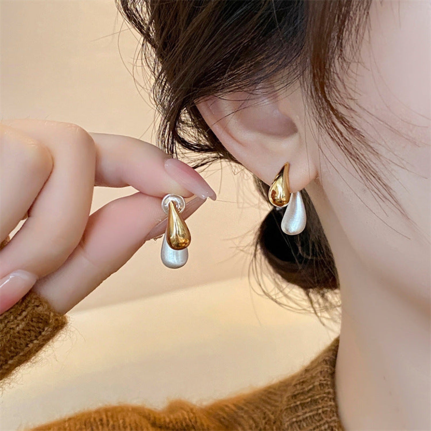 Dual Water Droplets Pin Earrings JLT12847 Just Lil Things