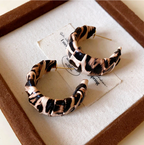 Leopard Print Chunky Hoop Earrings | Trendy Animal Print Statement Earrings for Women TASARA