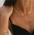 Minimalist Gold Snake Chain Necklace | Elegant Herringbone Necklace | Dainty Gold Jewelry for Women TASARA