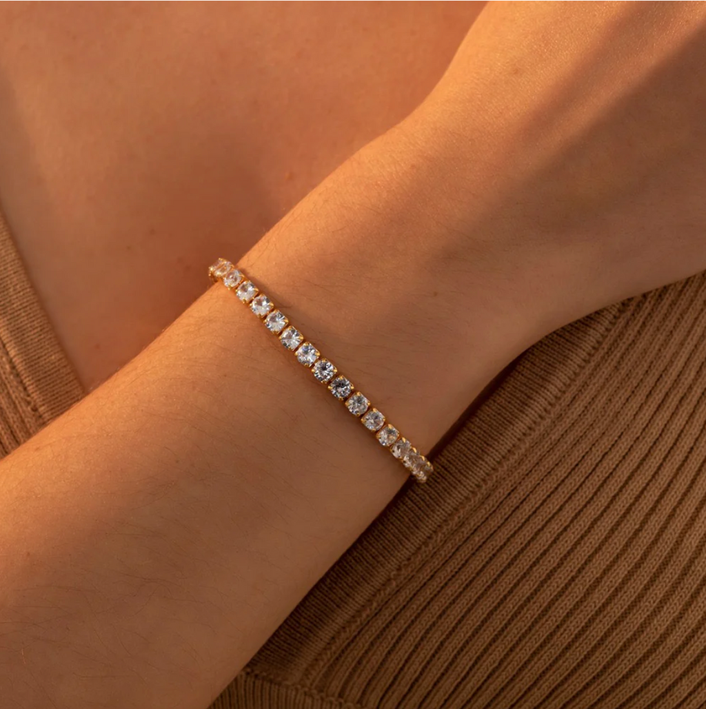 Gold Tennis Bracelet | Dainty Crystal Bracelet | Minimalist Luxury Bracelet for Women TASARA