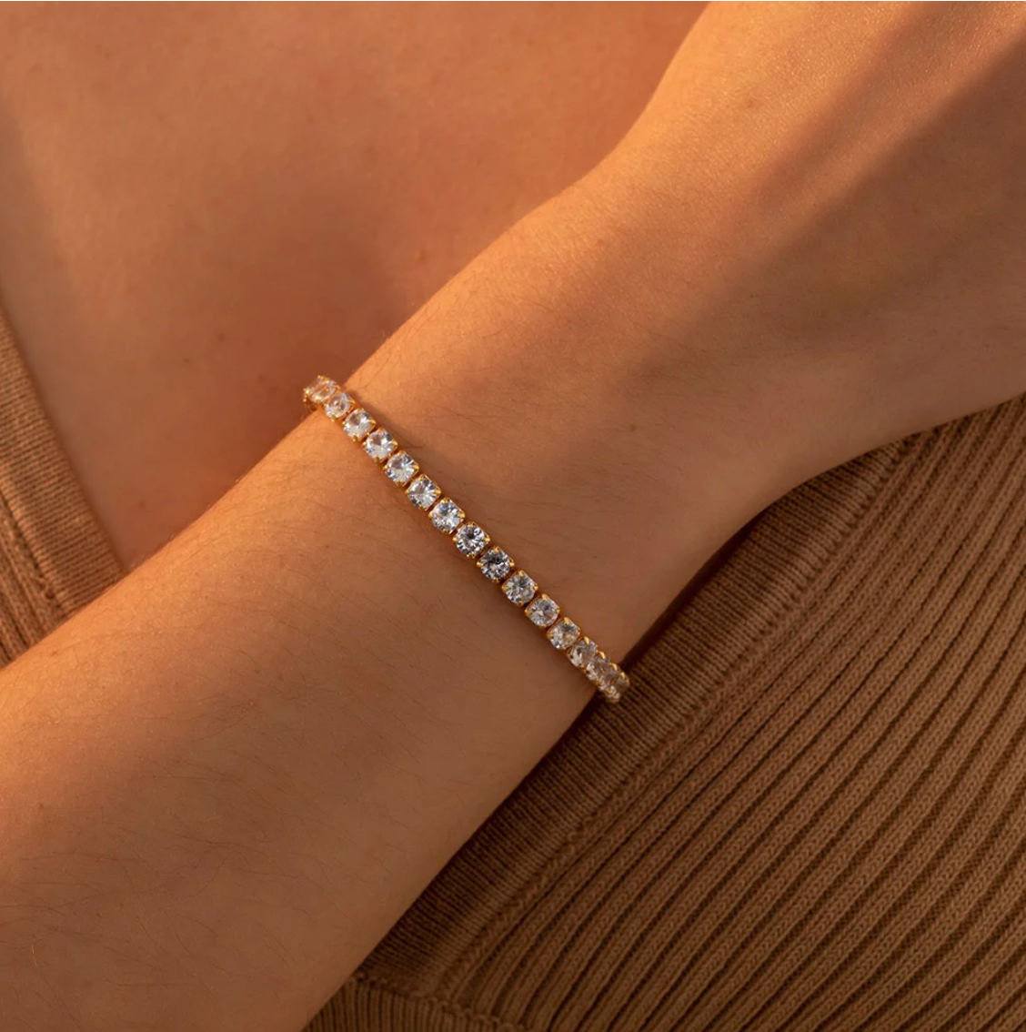 Gold Tennis Bracelet | Dainty Crystal Bracelet | Minimalist Luxury Bracelet for Women TASARA