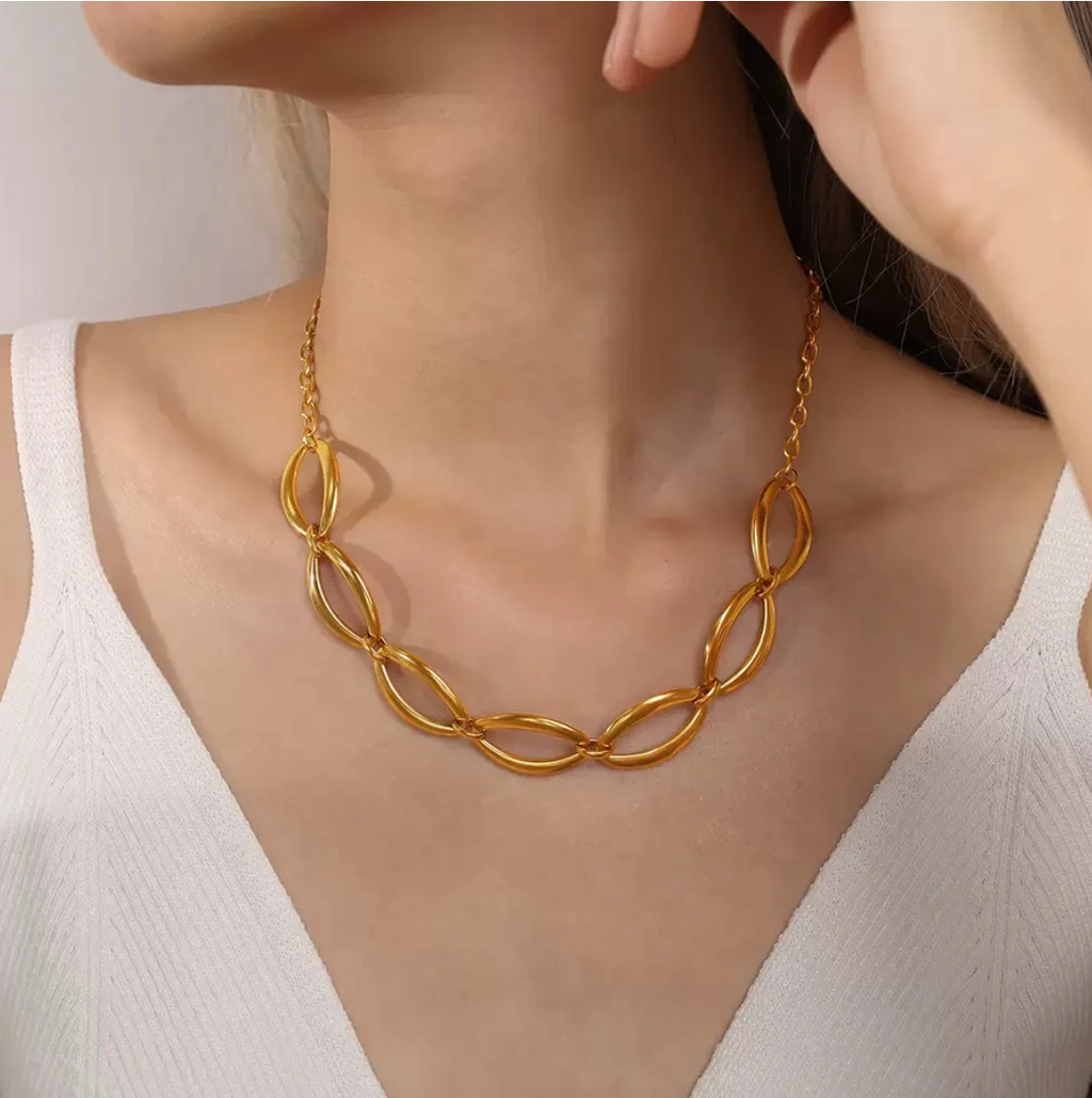 Chunky Gold Link Necklace | Minimalist Statement Chain Necklace | Trendy Gold Jewelry for Women TASARA
