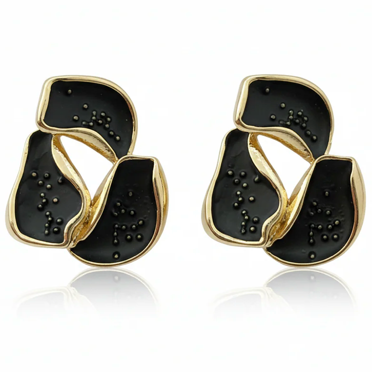 Modern Black & Gold Sculptural Earrings TASARA
