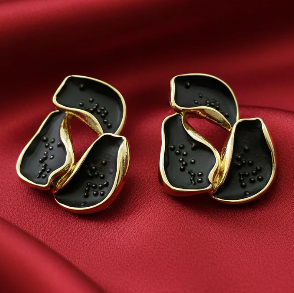 Modern Black & Gold Sculptural Earrings TASARA