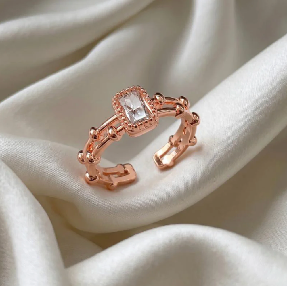 Elegant Rose Gold Adjustable Ring - Vintage Style TASARA