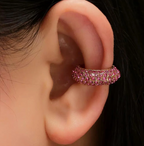 Pink Crystal Gold Ear Cuff | No Piercing Ear Cuff for Women | Trendy Jewelry India TASARA