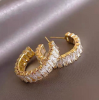 Trending Gold Hoop Earrings for Women | Baguette Crystal Hoops TASARA