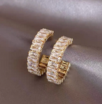 Trending Gold Hoop Earrings for Women | Baguette Crystal Hoops TASARA