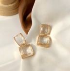 Clean Girl Aesthetic: Clear Crystal & Gold Drop Earrings TASARA