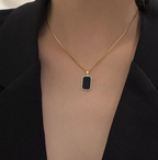 Minimalist Black & Gold Pendant Necklace | Trendy Aesthetic Chain TASARA