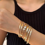 Trending Gold Stackable Bangles | 6-Piece Adjustable Cuff Set TASARA