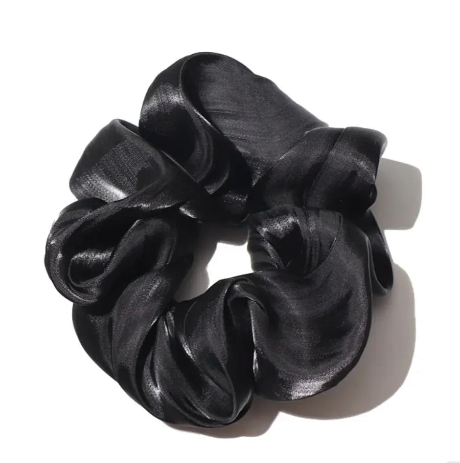 Anti-Hair Fall Satin Scrunchie | No Crease Black Hair Band TASARA