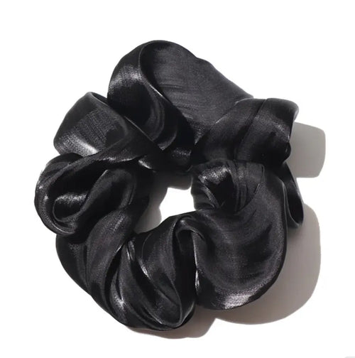 Anti-Hair Fall Satin Scrunchie | No Crease Black Hair Band TASARA