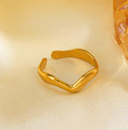 Trending Adjustable Gold Wave Ring | Minimalist Open Finger Ring TASARA