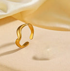 Trending Adjustable Gold Wave Ring | Minimalist Open Finger Ring TASARA