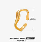 Trending Adjustable Gold Wave Ring | Minimalist Open Finger Ring TASARA