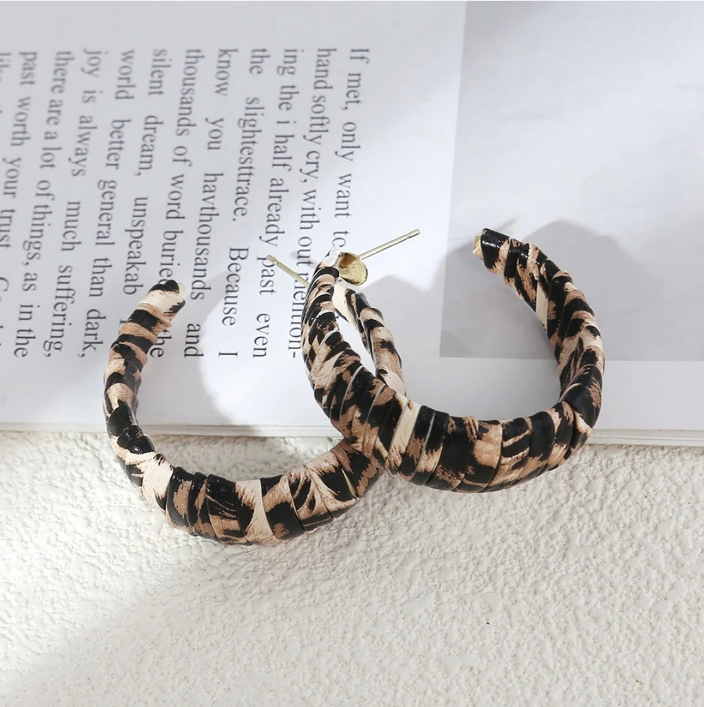 Leopard Print Chunky Hoop Earrings | Trendy Animal Print Statement Earrings for Women TASARA