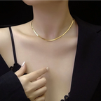 Minimalist Gold Snake Chain Necklace | Elegant Herringbone Necklace | Dainty Gold Jewelry for Women TASARA