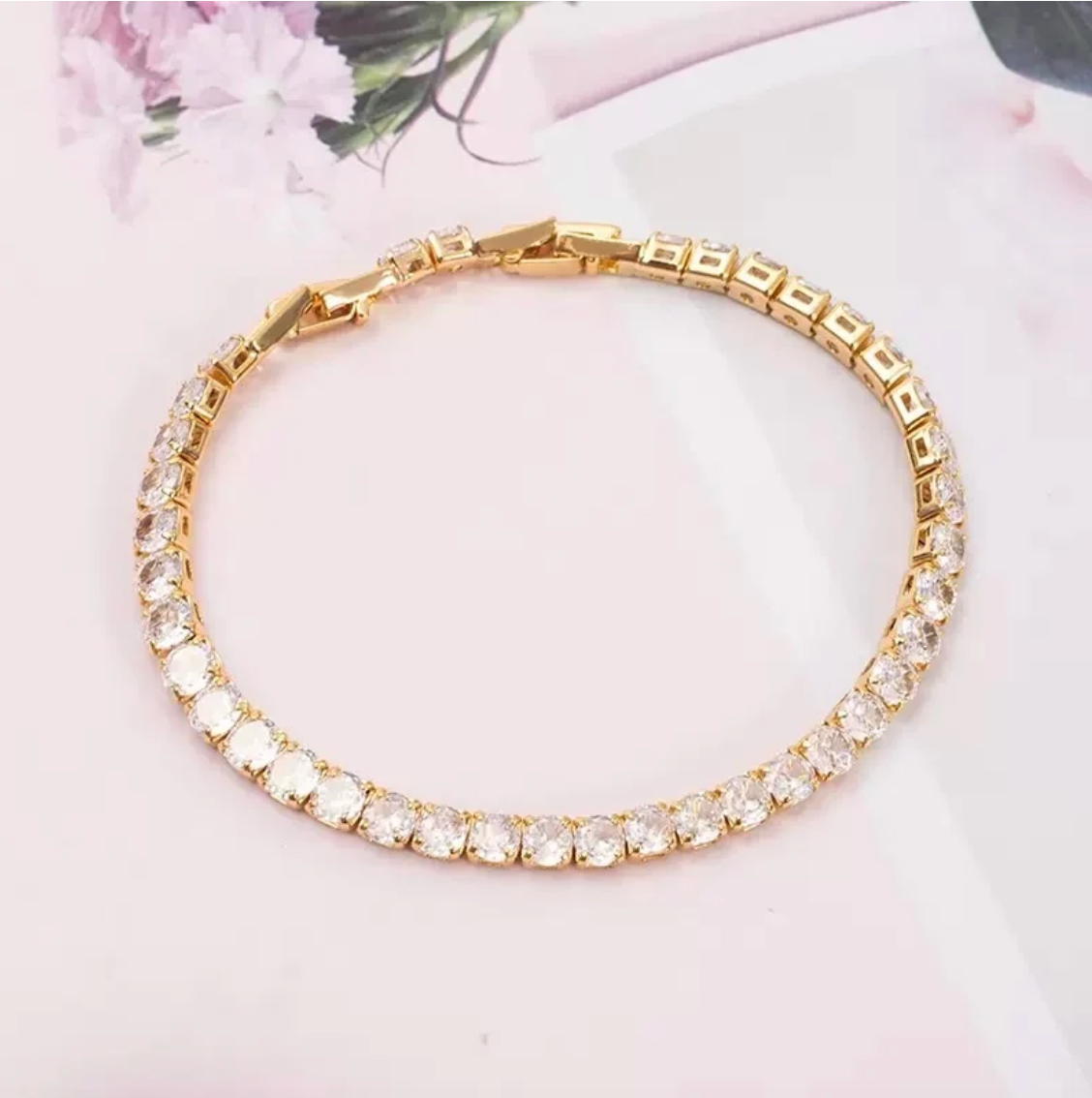 Gold Tennis Bracelet | Dainty Crystal Bracelet | Minimalist Luxury Bracelet for Women TASARA
