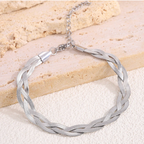 Silver Braided Chain Bracelet | Minimalist Stainless Steel Bracelet | Elegant Women's Jewelry TASARA