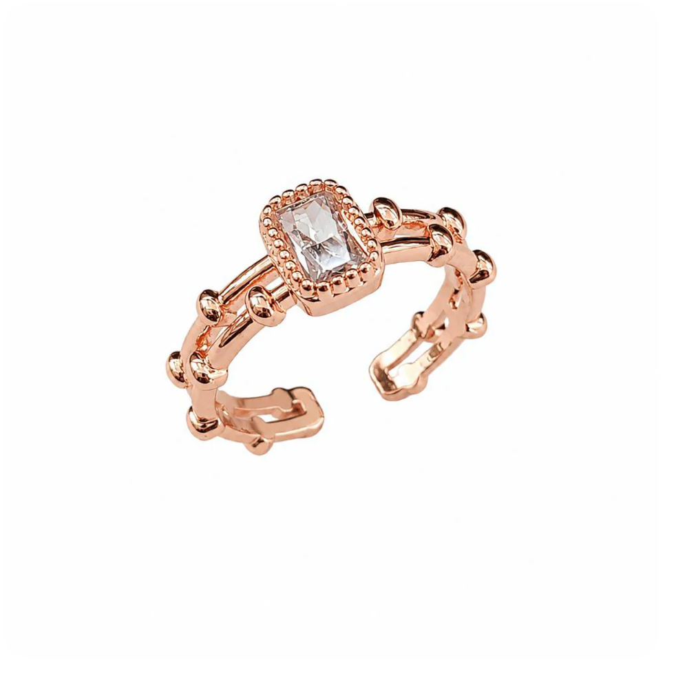 Elegant Rose Gold Adjustable Ring - Vintage Style TASARA