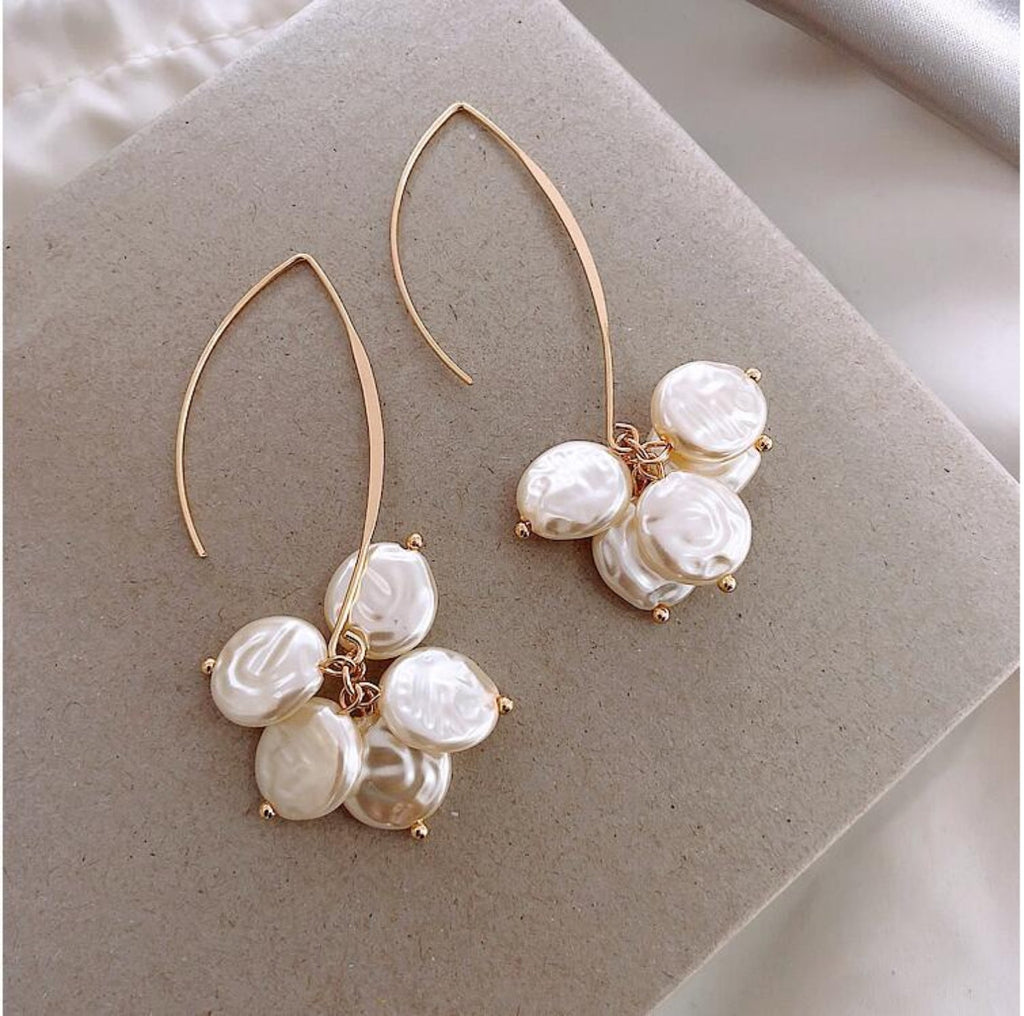 Multiple Hoop white pearl Earrings JLT11104 Just Lil Things