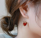 Mystical Red Heart Hoop Earrings JLT11627 Just Lil Things