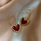 Mystical Red Heart Hoop Earrings JLT11627 Just Lil Things