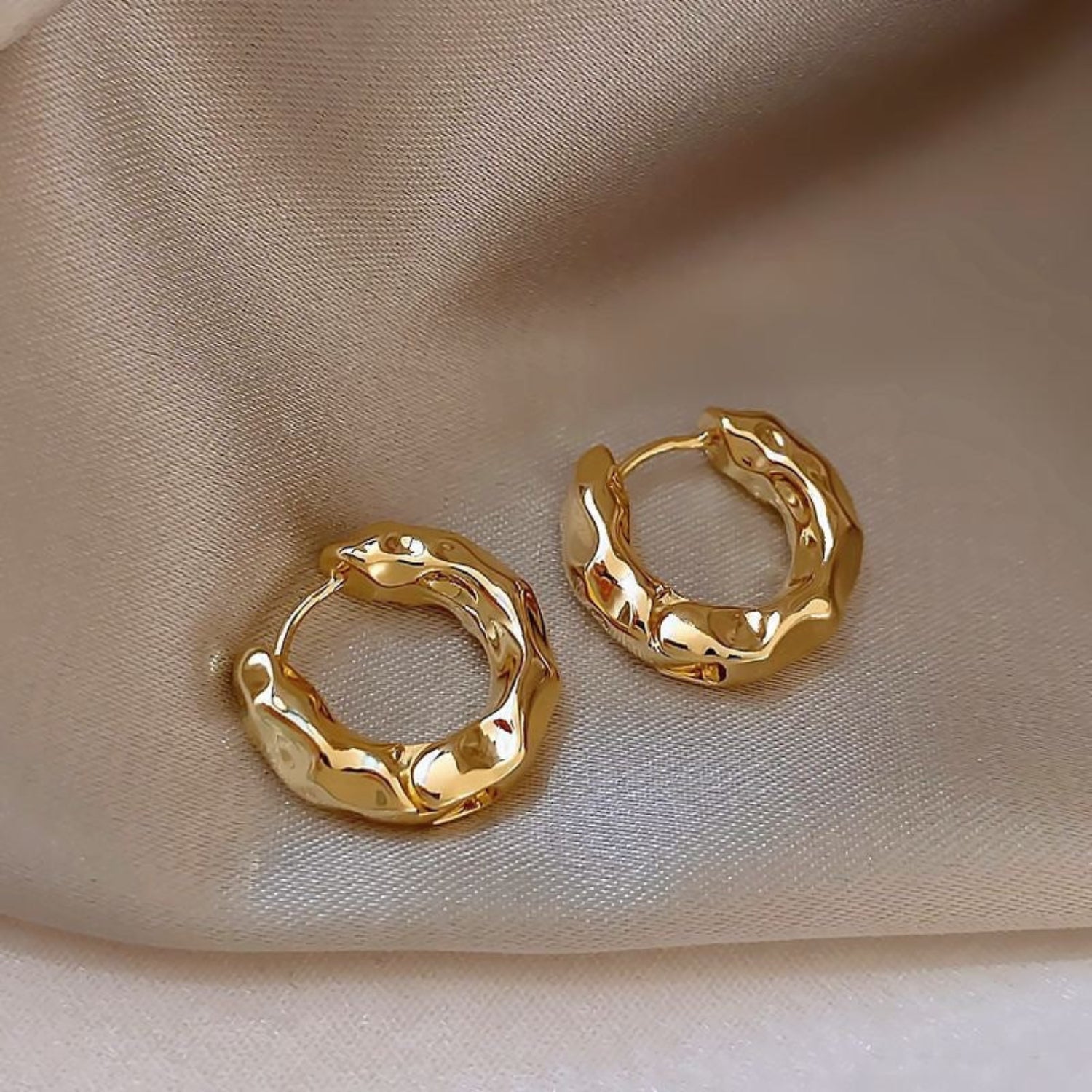 Gold Pop Hoop Earrings JLT11972 Just Lil Things
